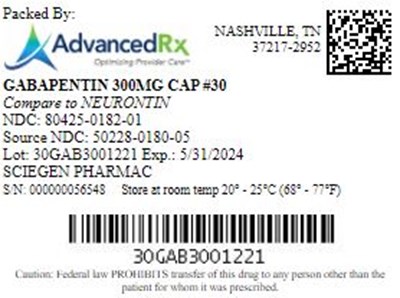 Gabapentin #30 - Gabapentin 300mg Cap Qty 30 NDC 80425 0182